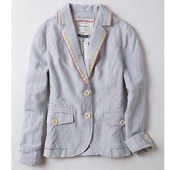 New Anthropologie Sunglow Striped Blazer Lined